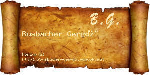 Busbacher Gergő névjegykártya